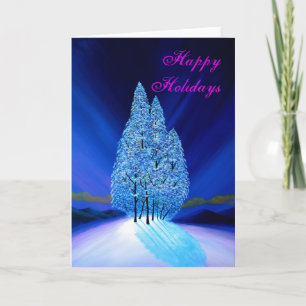 青いクリスマス#7のNorthern Lightsのモミの木 シーズンカード
