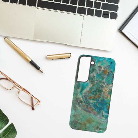 青いクリソコラミネラルストーン画像 SAMSUNG GALAXYケース