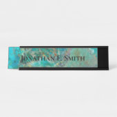 青いクリソコラ鉱石パーソナライズされた デスクネームプレート (正面)