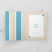 青いクリームと白いストライプ写真の誕生日 カード (内部)