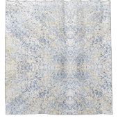 青いクリーム色の水彩画の抽象芸術の（ばちゃばちゃ）跳ねる シャワーカーテン (正面)