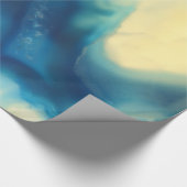 青いクリーム色の瑪瑙のGeodeの宝石用原石の水晶パターン ラッピングペーパー (角)