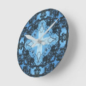 青いクロス自然パターン壁時計 ラウンド壁時計 (傾斜)