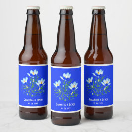 青いクロッカスの結婚式ビールラベル ビールラベル