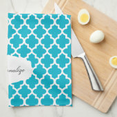 青いクローバー及び白| DIY色 キッチンタオル (四つ折り)