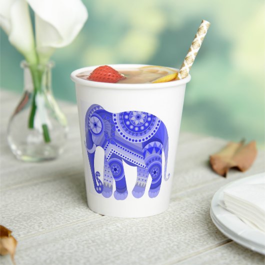 青いクールな象の紙コップ ドリンクにどうぞ 紙コップ (インサイチュ)