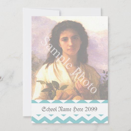 青いクールエレガント山形の写真卒業 招待状 (裏面)