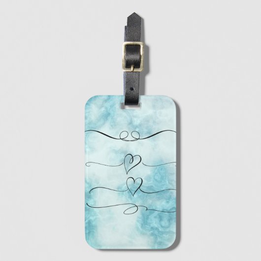 青いクール大理石 ラゲッジタグ (正面縦)