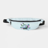 青いクール平和のサインが淡い青の上にスクロール ファニーパック (正面)