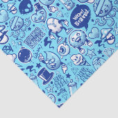 青いクール落書きアートのキャラクターのパターン 薄葉紙 (詳細)