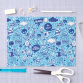 青いクール落書きアートのキャラクターのパターン 薄葉紙 (クラフト)