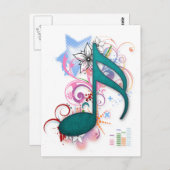 青いクール音グランジ音星の花は渦巻く ポストカード (正面/裏面)