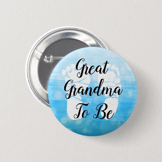 青いグラデーションおばあちゃん赤ちゃんシャワーのギフト部 缶バッジ (正面&裏面)