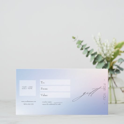 青いグラデーションのギフト券カード (スタンド正面)