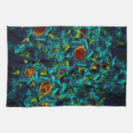 青いグラデーションのバーチャルフラワー、粉砕 キッチンタオル