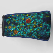 青いグラデーションのバーチャルフラワー、粉砕 ゴルフヘッドカバー (正面)