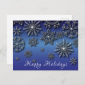 青いグラデーションの上の冬の白いペーパーカット雪 ポストカード (正面/裏面)