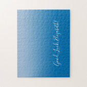 青いグラデーションの幸運の名前のスクリプおもしろいト ジグソーパズル (縦)