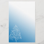 青いグラデーションの白いクリスマスツリー 便箋 (正面)