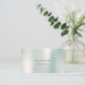 青いグラデーションパール抽象芸術ミニマルスモーキーメタリック 名刺 (スタンド正面)