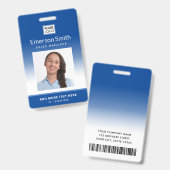 青いグラデーションロゴの写真 従業員名 タイトル ID バッジ (正面＆裏面)