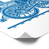 青いグラフィックの列車のパーソナライズされた幼児用アート ポスター (角)