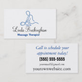 青いグラフィックマッサージセラピストロゴ 名刺 (正面/裏面)
