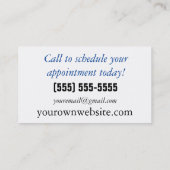 青いグラフィックマッサージセラピストロゴ 名刺 (裏面)