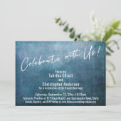 青いグランジに手書きで「私たちと一緒にお祝いしよう」 招待状 (スタンド正面)