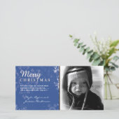 青いグランジクリスマスフォトカード シーズンカード (スタンド正面)