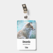 青いグランジバックの可愛い毛皮のキツネ バッジ (裏面 （クリップ付）)