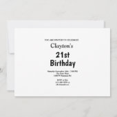 青いグリッターとメッセージフォトバースデーパーティー 招待状 (裏面)