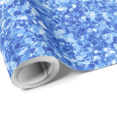 青いグリッターと白いスパークルテクスチャプリント ラッピングペーパー (ロールコーナー)