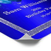 青いグリッターと誕生日バルーン ポスター (角)