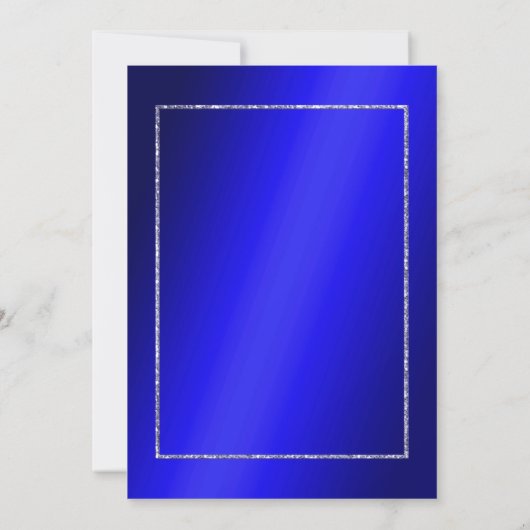 青いグリッターと誕生日バルーン 招待状 (裏面)