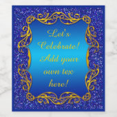 青いグリッターと金ゴールドの輝き、ワインラベル ワインラベル (シングルラベル)