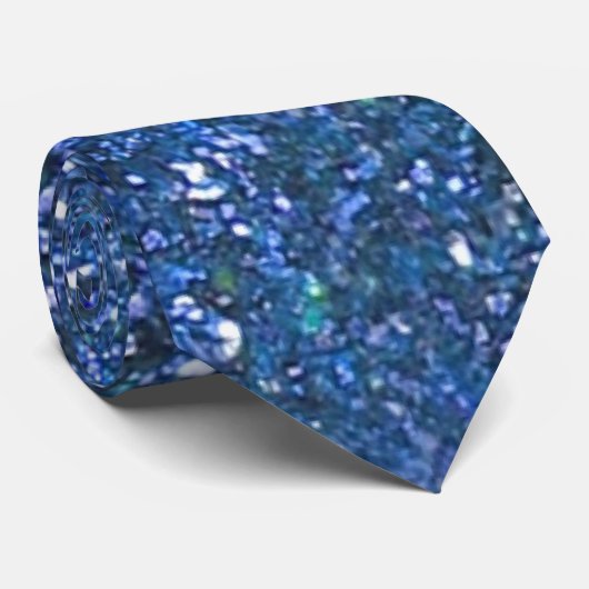 青いグリッターのタイ ネクタイ (ロール)