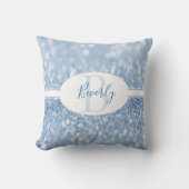 青いグリッターのパーソナライズ装飾用クッション クッション (正面)