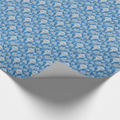 青いグリッターの背景の銀製のオーナメント ラッピングペーパー (角)