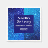 青いグリッターの花嫁お別れパーティー スタンダードカクテルナプキン (正面)