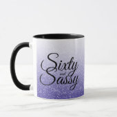 青いグリッターグラデーションな60および粋な第60誕生日 マグカップ (左)