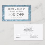 青いグリッターサロン紹介カード 紹介カード (正面/裏面)