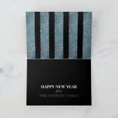 青いグリッターストライプのメッセージ、年賀状 カード (内部)