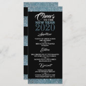 青いグリッターストライプの新年 メニュー (正面/裏面)