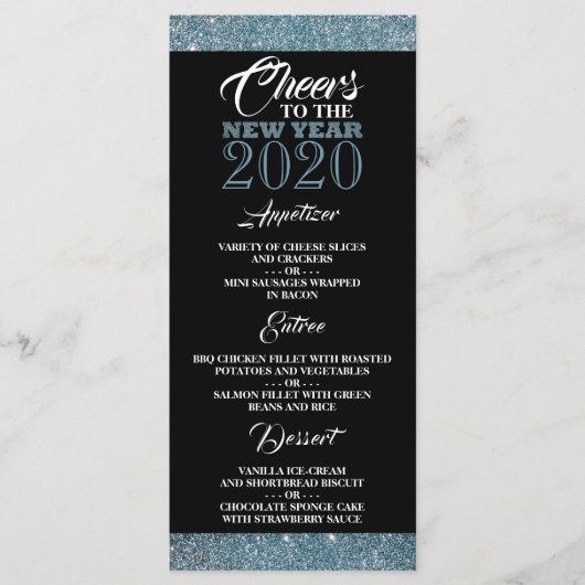 青いグリッターストライプの新年 メニュー (正面)