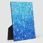 青いグリッタースパークルテクスチャ フォトプラーク (側面)