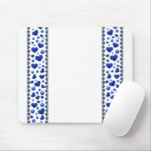 青いグリッターハートオン白 マウスパッド (マウス)