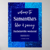 青いグリッターバチェロレッテウェルカムサイン ポスター (正面)