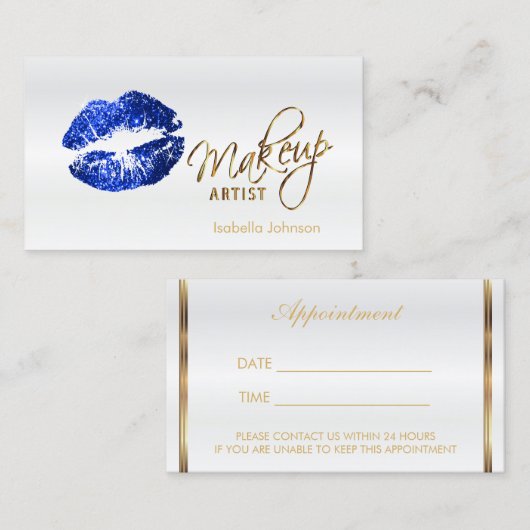 青いグリッターリップアポイントメント集計表（白） 2 予約カード (正面/裏面)