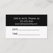 青いグリッタールックヘアスタイリストブラシ 名刺 (裏面)